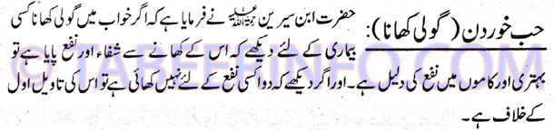 Khwab mein Goli Khanay Tabeer